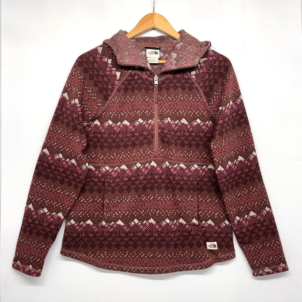 North Face Sweater Printed Crescent Fleece 1/2 Zip Hooded Pullover Women's Small